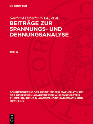 cover image of Beiträge zur Spannungs- und Dehnungsanalyse. Teil 6